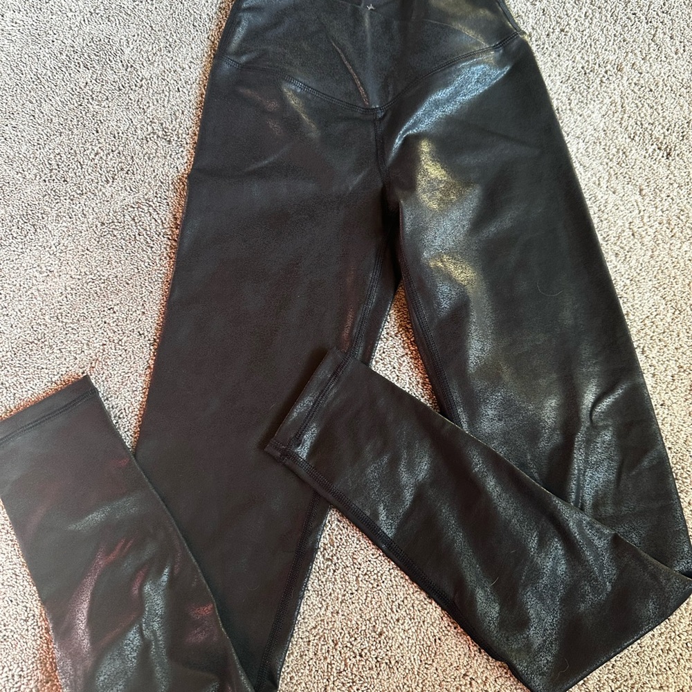Aerie Black Leather-Like Crossover Leggings from Offline-NWT-Size XS